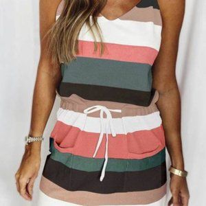 Spaghetti Strap Striped Mini Dress